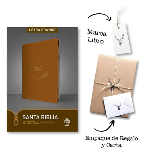 Biblia Rvr60 De Referencia Ultrafina Ziper Cafe Letra Grande