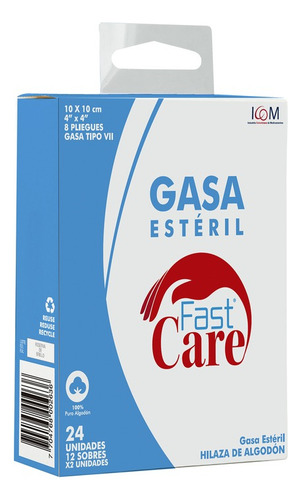 Gasa Fast Care Estéril 10 X 10 Cm 12 Sobres