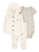 Comprar Conjunto Carters Set 3 Piezas Bebe Body, Pantalon Y Campera Crema 9m