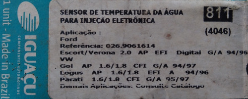 Sensor Temperatura Gol Parati Saveiro Injeçao Branco Mte4046