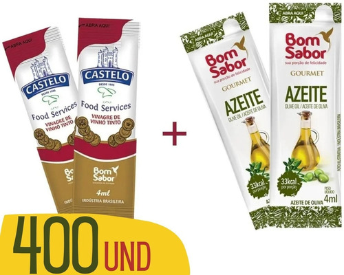 Kit Azeite Bom Sabor Sache + Vinagre Castelo Sache - 400 Un