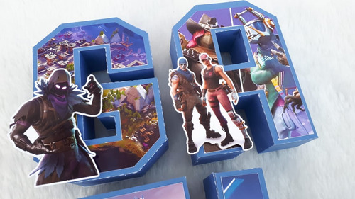 Letras 3d Fortnite Cumpleaños Candy Bar Decoracion X4 Letras