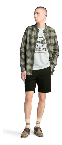 Camisa Timberland Café Manga Larga A68k7 Hombre