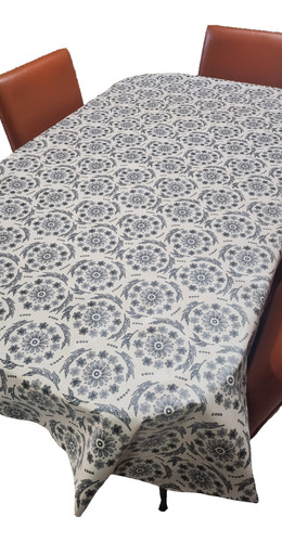Mantel Mesa Rectangular 1.4x4m Impermeable Cuerina Afelpada Flores Vintage