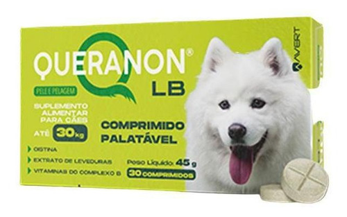 Suplemento Queranon Lb Até 30kg Pele E Pelagem 30 Comprimido