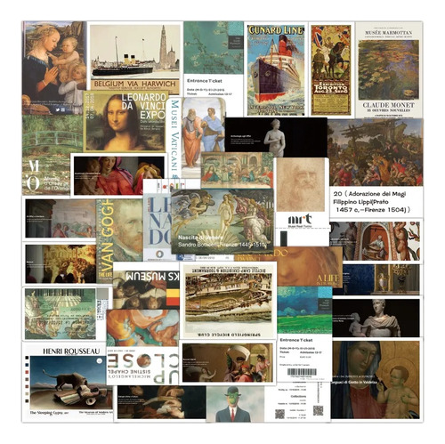 Pack De 50 Stickers Museo De Arte Scrapbooking Collage