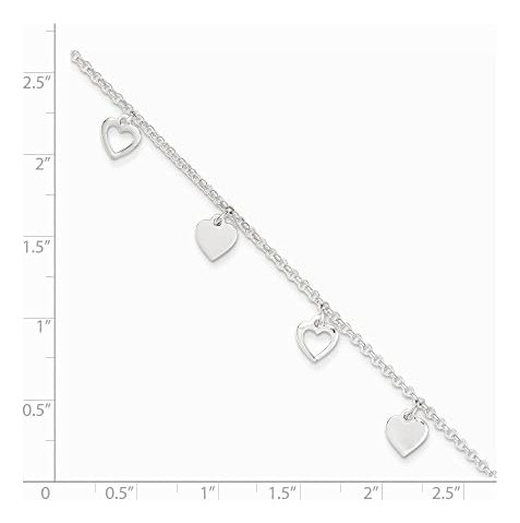 Tobillera Ajustable Con Dijes De Corazón Colgantes De Plata