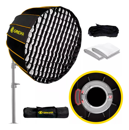Greika Gk3-65 Softbox Parabólico Montagem Rápida Bowens Grid