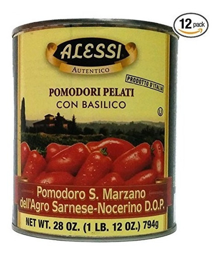 Alessi Dop Pelados Enteros San Marzano Tomates Con Albahaca,