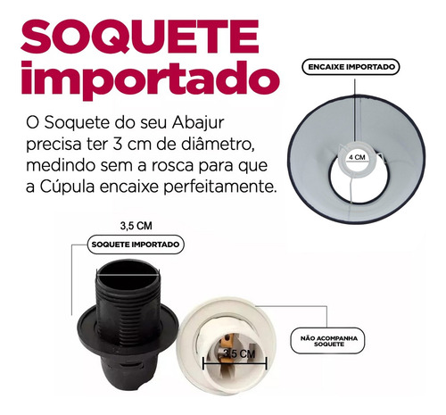 Tangerina Mca Cúpula Cônico Para Abajur Tecido Algodão Preta Encaixe 4 Cm Ref 19