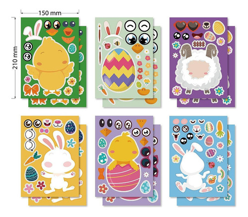 Tz 24 Piezas De Pegatinas De Juego De Fiesta De Pascua Diy