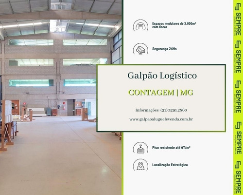 Imagem 1 de 16 de Locação De Galpão 3.000 M² Com 02 Docas - Contagem / Mg - Ga0938