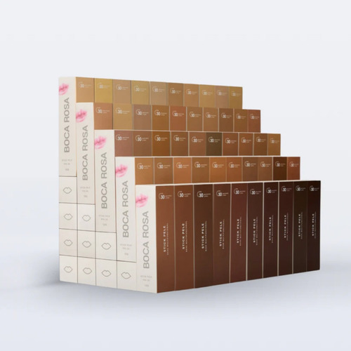 Base de maquiagem em bastão cremoso Boca Rosa Stick Boca Rosa Base Stick Pele Multifuncional Boca Rosa 3 em 1 tom br40 - 12mL 90g
