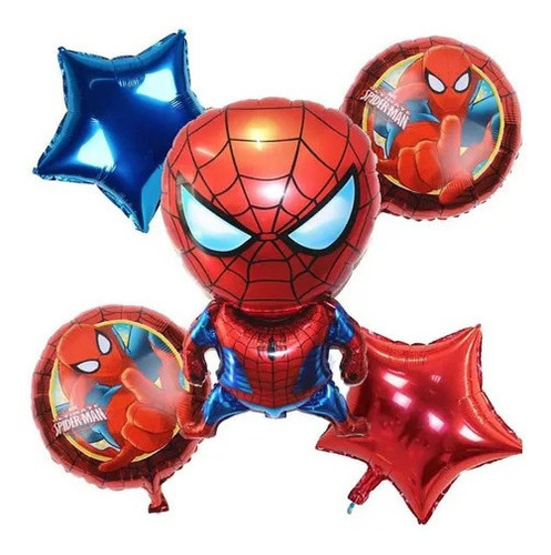 Paquete 5 Globos Metalicos Spiderman Decoracion Fiesta | MercadoLibre