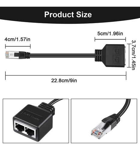 Adaptador Lan Ethernet Rj45 Macho A 2 Hembras, Divisor Rj45