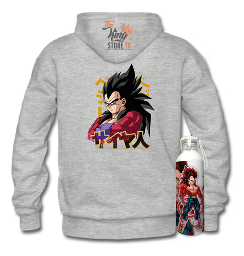 Poleron Con Cierre + Botella, Vegeta Super Saiyan 4, Dragon Ball Gt, Anime, Xxxl