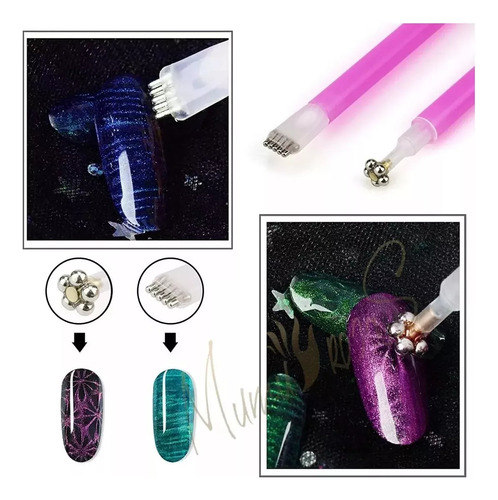 8 Piezas Cat Eye Magnet Art Juego De Herramientas Para Uñas