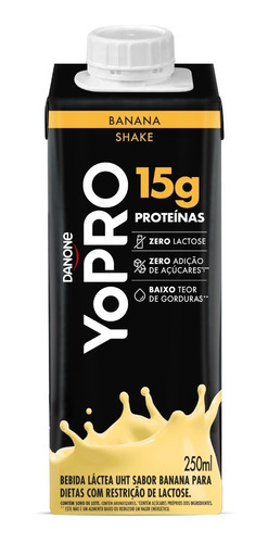 Bebida Láctea UHT Banana Zero Lactose 15g High Protein Caixa 250ml Yopro