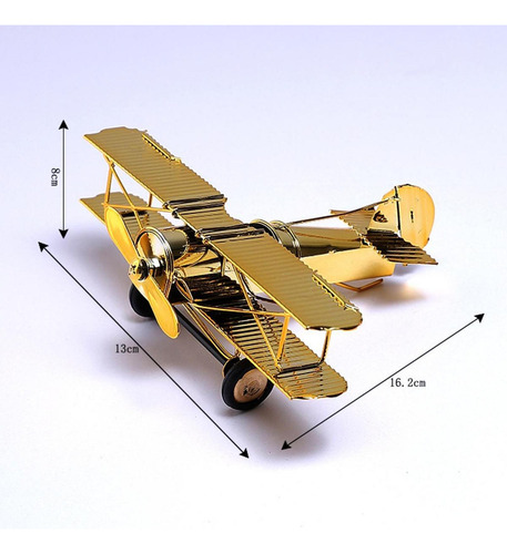 Modelo De Avión Biplano De Hierro, Accesorios M Oro