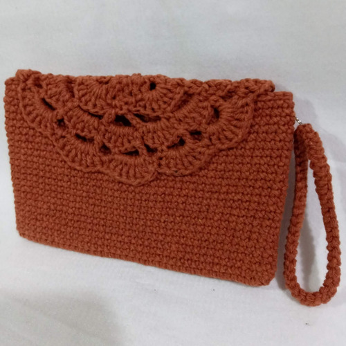 Imagem 2 de 3 de Clutch Crochê Cor Telha