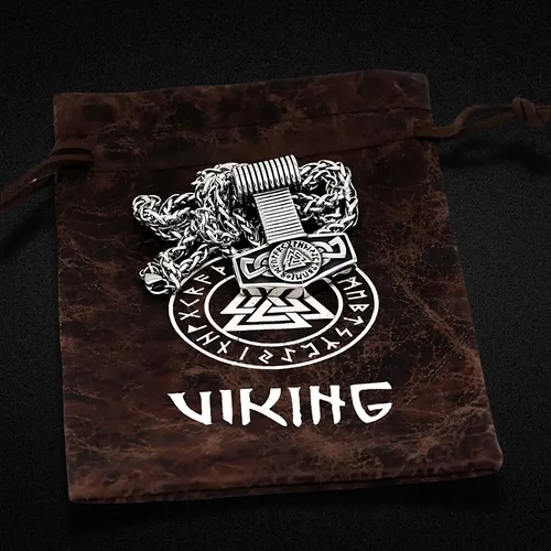 Collar Thor Valknut Vikingo Nórdico Acero Inoxidable Hombre