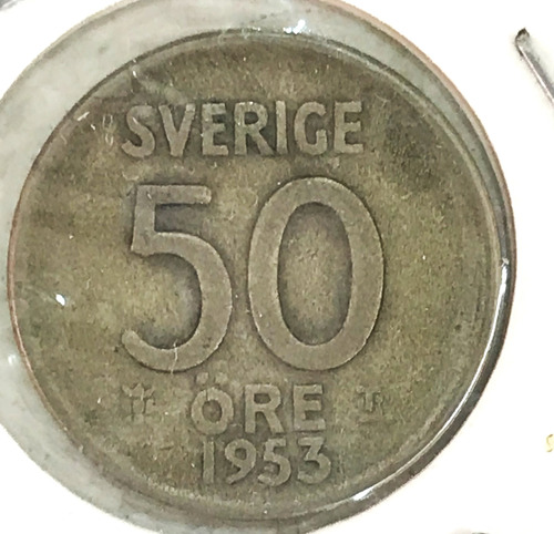* Suecia 50 Ore De Plata. Año 1953 T S  Km# 825