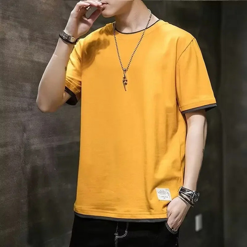 Camiseta Casual Juvenil De Verano A Rayas Para Hombre