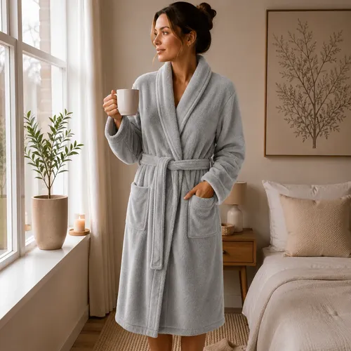 Roupão Premium Microfibra Antialérgico Inverno Frio Cinza Peluciado G
