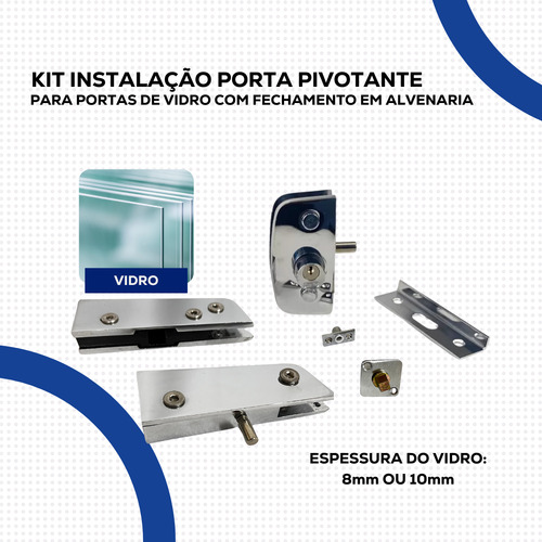 Kit Instalação Porta Pivotante Com Eixo Para Mola Hidráulica