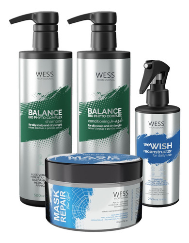 Kit Wess Balance Sh + Cond 500ml + Wewish 260ml + Mask 180g