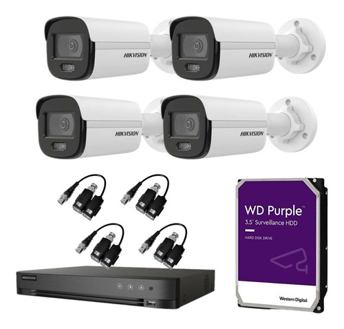 Kit Seguridad 4 Cámaras Ext  + Dvr 4 + Disco 1tb + Balun