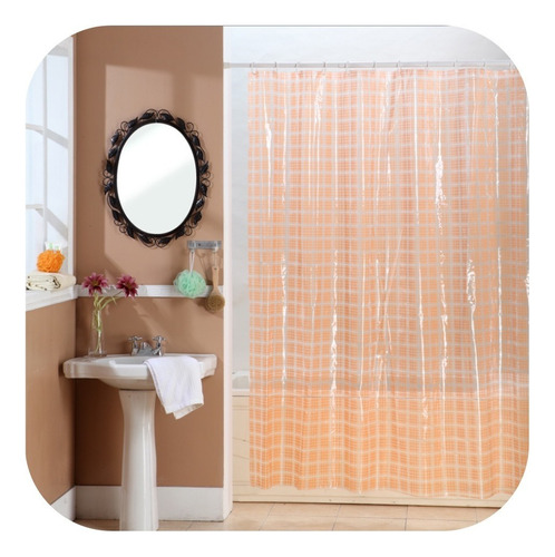 Cortinas De Baño Plásticas Pvc Estampadas Extra Gruesas Cristal Naranja