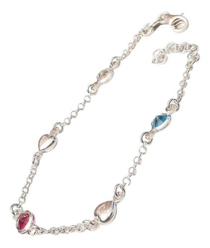 Pulsera Plata925 Corazón Cubic Multicolor Italy Pp167 