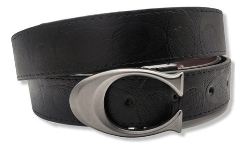Cinturon Coach Doble Vista Reversible Hombre Mujer Unisex Color Troquelado Diseño De La Tela Hebilla C Talla G (125cm)