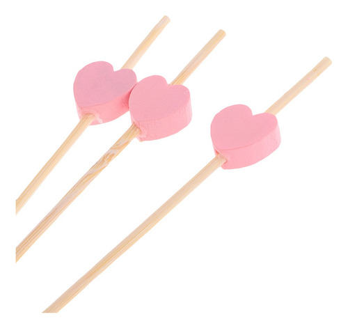 200pcs Creative Heart Shape Sandwich Toothpicks Bamboo Fruit