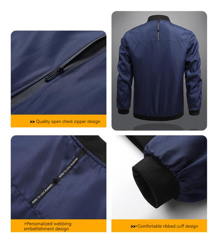 Chamarra Casual De Otoño Para Hombre Con Cuello De Béisbol N
