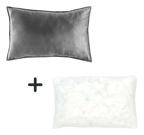 Funda De Almohada Std Velvet Gris + Relleno Balance Vianney