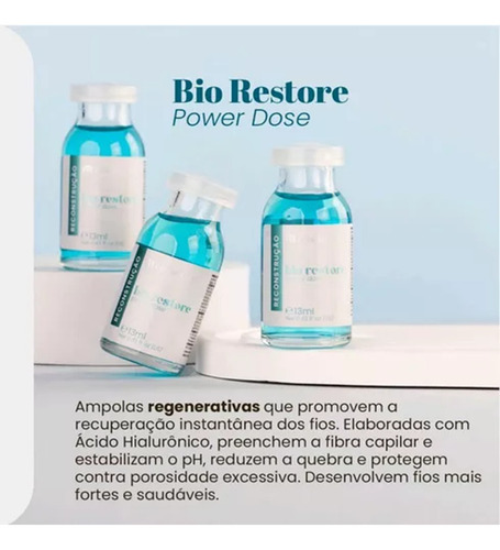 Kit Bio Restore Ampolas Reconstrutora Power Dose 3x15ml Fit Cosmetics
