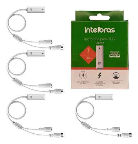 Kit Com 4 Microfone Para Sistemas Cftv Mic 1050 Intelbras