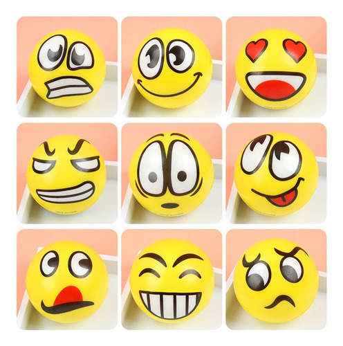 24 Pelotas Emoji Maquinitas Esponja Suaves Estrés Mayoreo