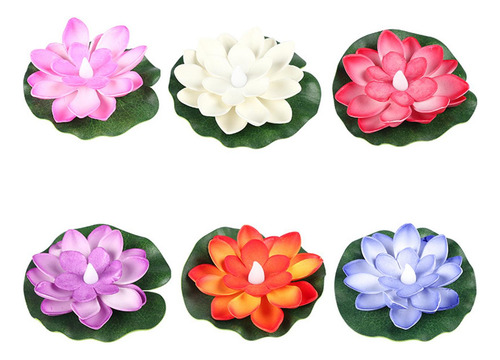 4 X 6 Piezas Led Flotante Lotus Light Wishing Decoración
