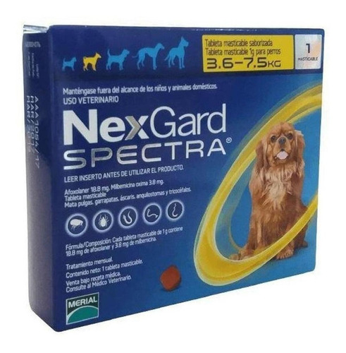 Nexgard Spectra 3.5 A 7.5 Kg/ Antiparásito Interno Y Externo