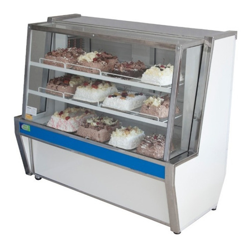 Balcão Refrigerado Para Tortas Bolos Doces 1,00m Estilo de vidro Reto 127V