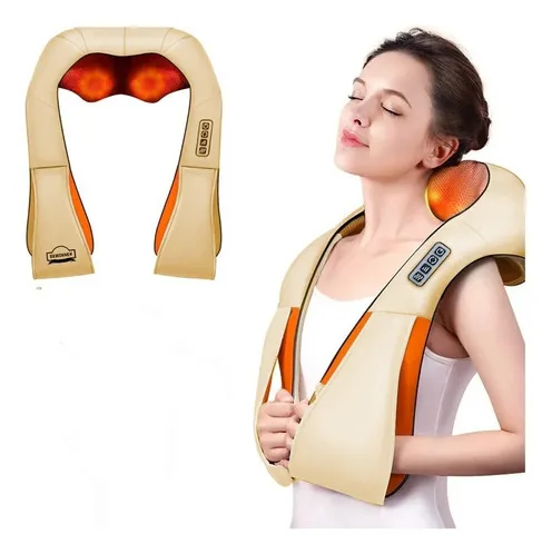 Masajeador Cuello Y Espalda Lumbar 8 Rodillos Con Calor Color