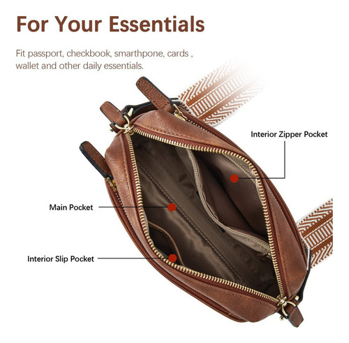 Elegante Bolso Mano Piel Para Mujer Con Correas De Colores