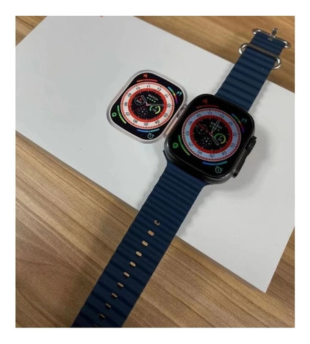 Relógio Inteligente Smartwatch Série Ultra 2024 Caixa Preto Pulseira . Bisel . Desenho Da Pulseira Oceano