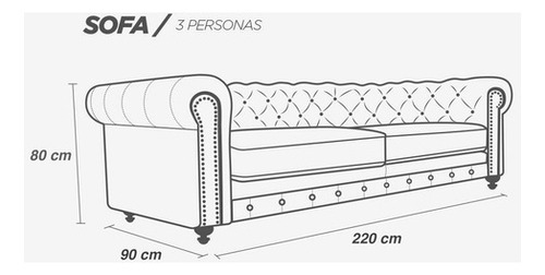 Sofá De Piel Genuina Chesterfield Chpv Confortopiel Color Negro