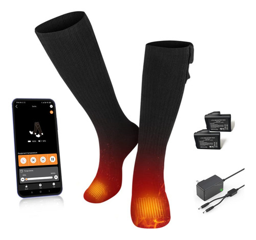 Calcetines Térmicos Eléctricos Savior Para Hombres Y Mujeres Negro Diseño De La Tela Talle