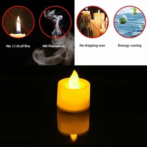 Imagen 3 de 4 de Pack 24 Velas A Pila De Led Con Efecto Llama