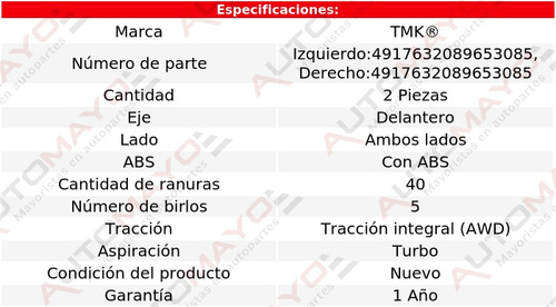 2) Mazas Delanteras Con Abs Tmk S60 L6 3.0l Volvo 2011-2015